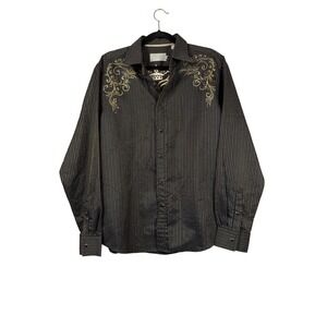 Platini Jean Cougar Pearl Snap, Embroidered Western Button Up, Size Medium